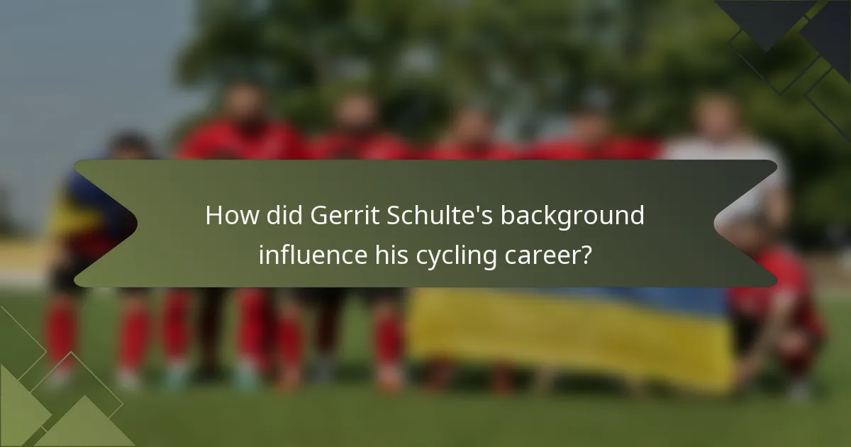 How did Gerrit Schulte's background influence his cycling career?