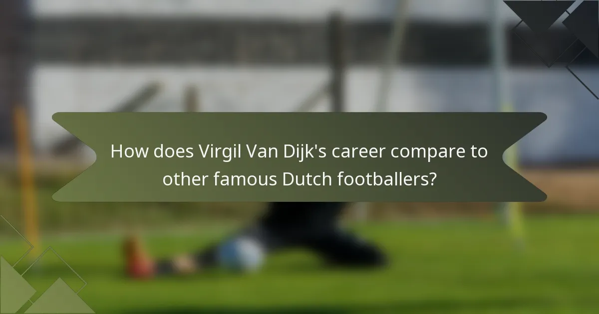How does Virgil Van Dijk's career compare to other famous Dutch footballers?