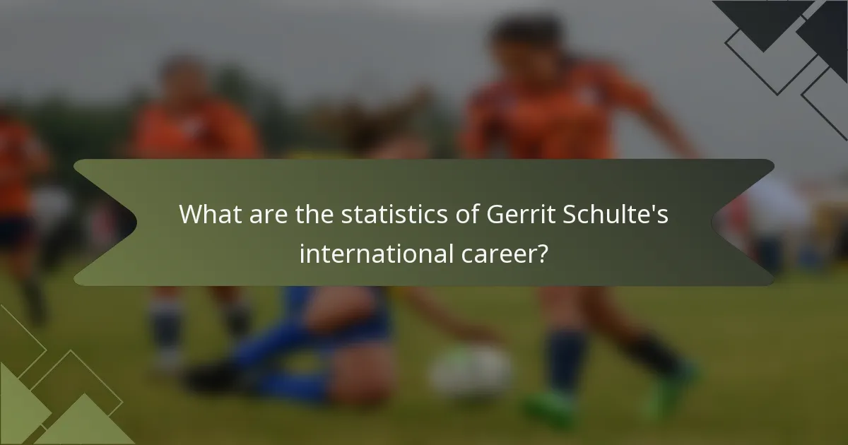 What are the statistics of Gerrit Schulte's international career?