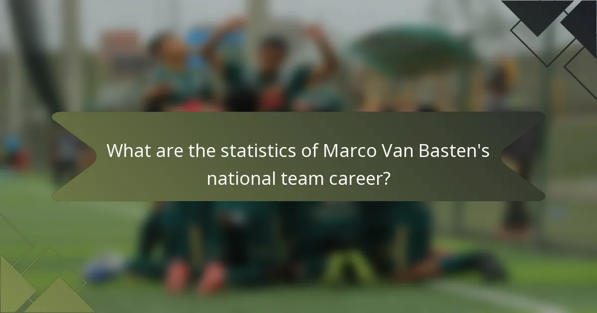 What are the statistics of Marco Van Basten's national team career?