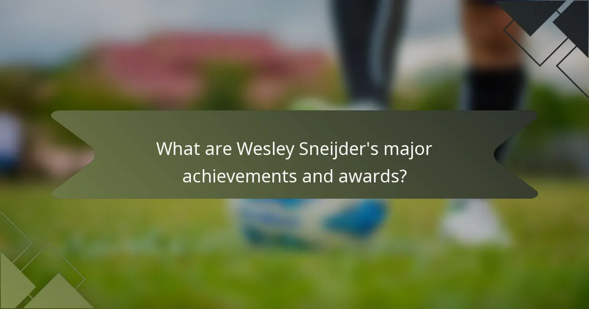 What are Wesley Sneijder's major achievements and awards?