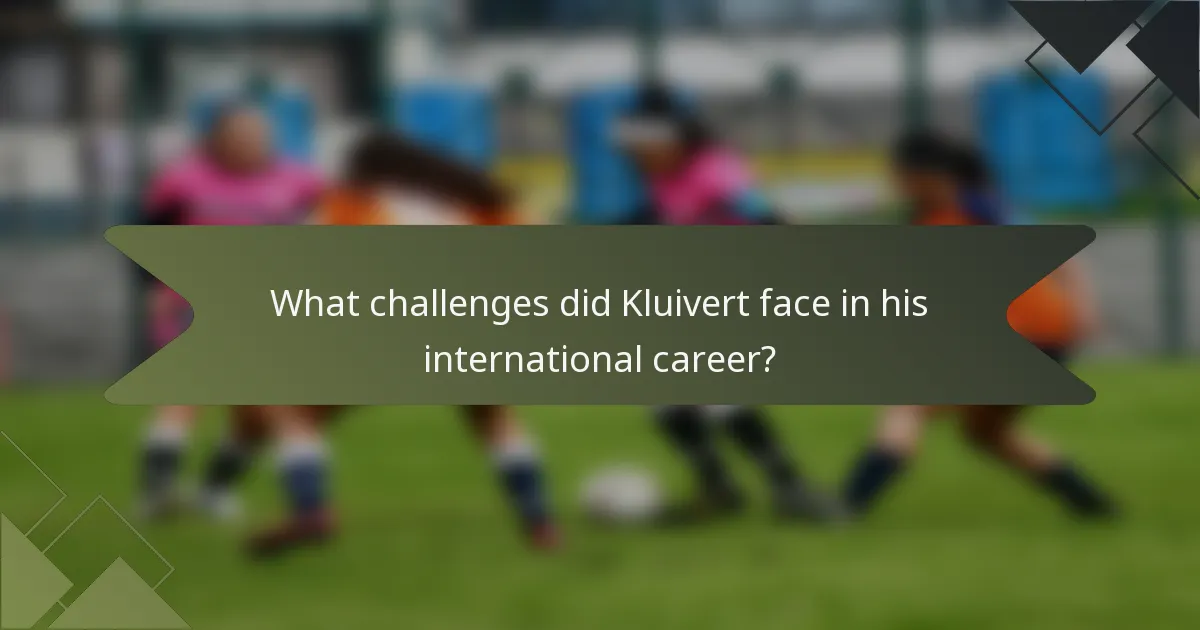 What challenges did Kluivert face in his international career?